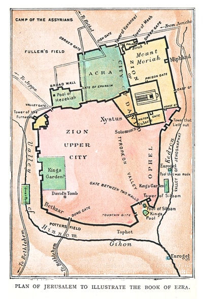 Map of Jerusalem to Illustrate the Book of Ezra by Frank Marshall