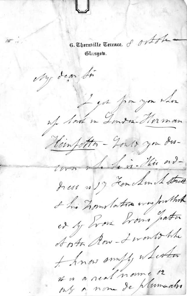 Letter from John Eadie to Charles Spurgeon