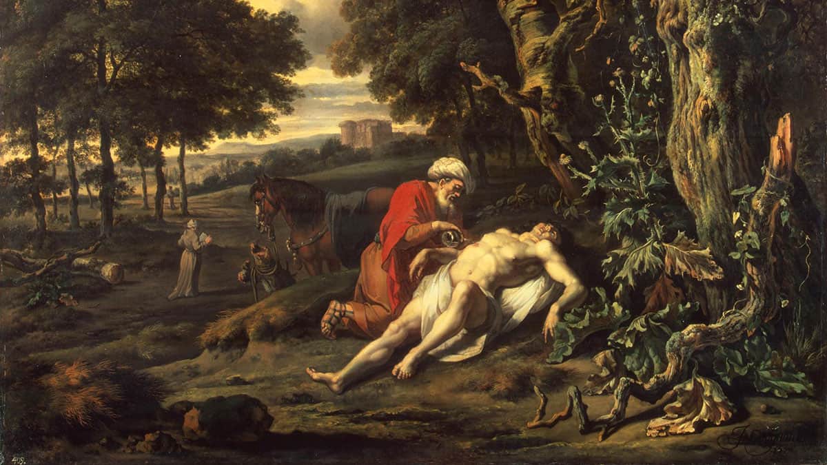 Main image: Parable of the Good Samaritan, as depicted by Jan Wijnants (1670)