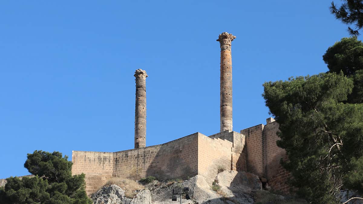 Columns on the top of Urfa Castle, Şanlıurfa, Turkey