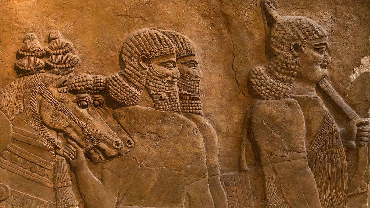 Neo-Assyrian relief depicting some Assyrian individuals in a procession
