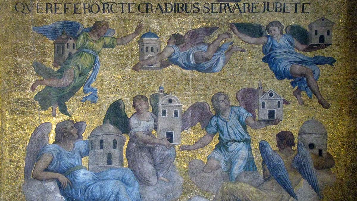 The angels standing guard to the seven churches of Asia (mosaic in basilica di San Marco))