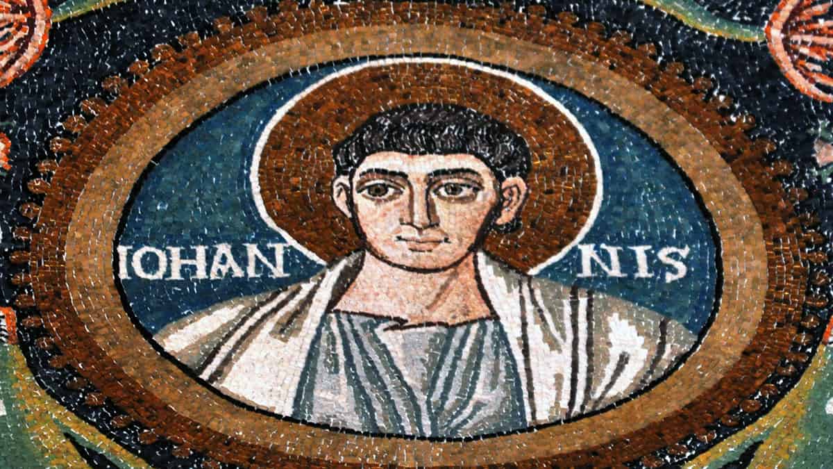 John the Apostle, detail of the mosaic in the Basilica of San Vitale, Ravenna, 6th cen