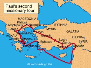 Paul's Second Missionary Tour. Used by permission of Lion Publishing Plc.